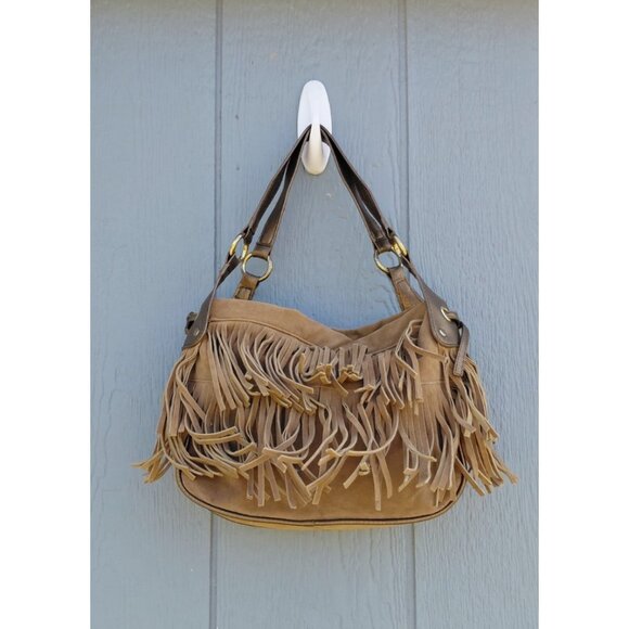 Vtg Avon Fringe Shoulder Bag Tan Vegan Festival Western Cowgirl Southwest Rodeo - Picture 1 of 12
